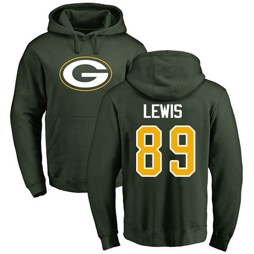 Men Green Bay Packers Green #89 Lewis Marcedes Name And Number Logo Nike NFL Pullover Hoodie Sweatshirts